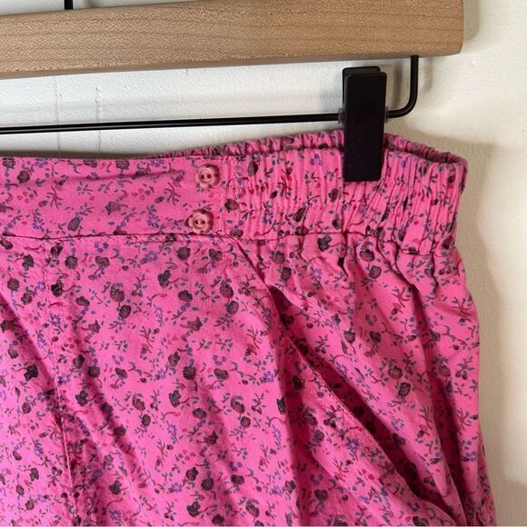 Pink Casual Capri Pants with Floral Print size Large Cotton - Picture 3 of 10